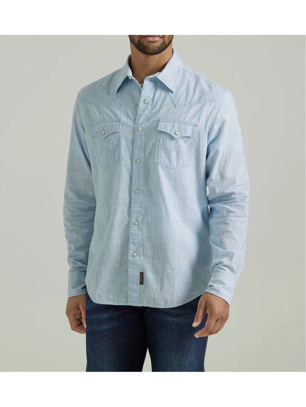 WRANGLER MEN'S RETRO PREMIUM BLUE PEARL SNAP SHIRT Size S